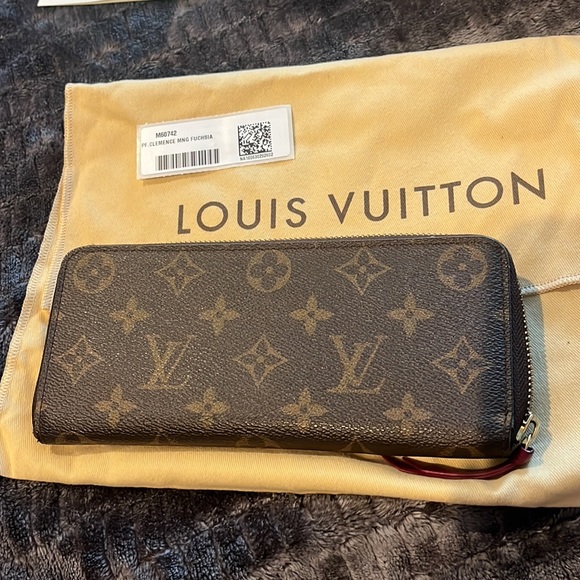 Louis Vuitton Handbags - Louis Vuitton Monogram Clemence Wallet Fuschia Brown Zip Around Gold PF